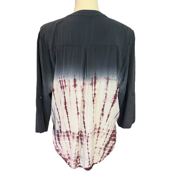 She + Sky Purple Tie Dye High Low Blouse - Picture 3 of 6